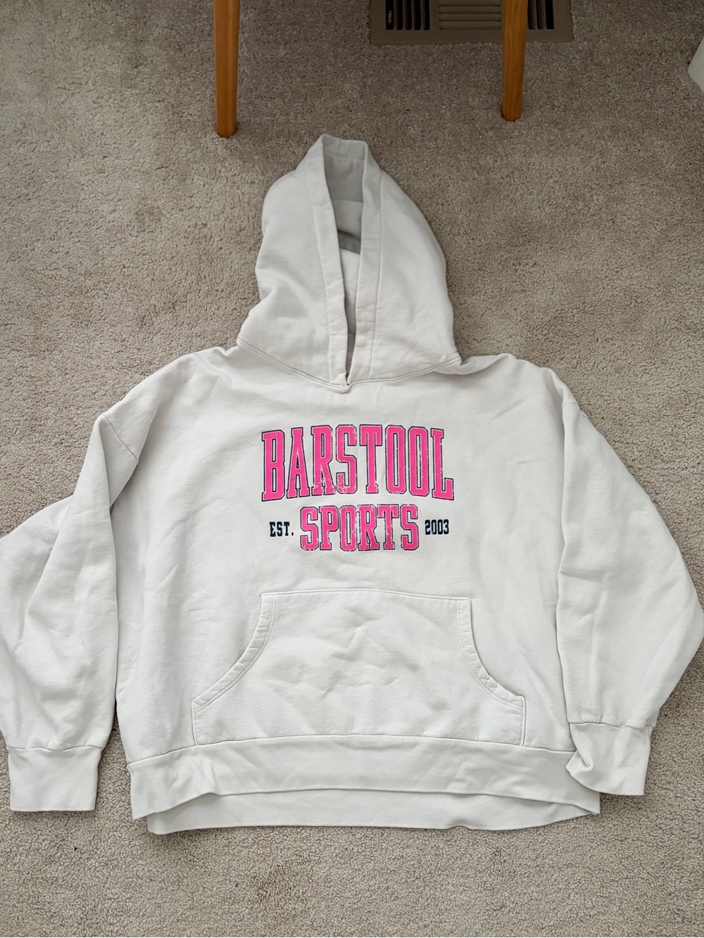 Barstool Sports White Hoodie with Pink Logo